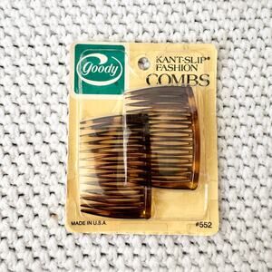 Goody New in Packaging Mock Tort 552 Kant Slip Fashion Hair Combs 1982 Vintage